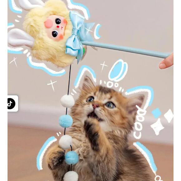 Baby Three Cat Teasing Stick Plush Series CONFIRMED NOT BLIND - Picture 6 of 9